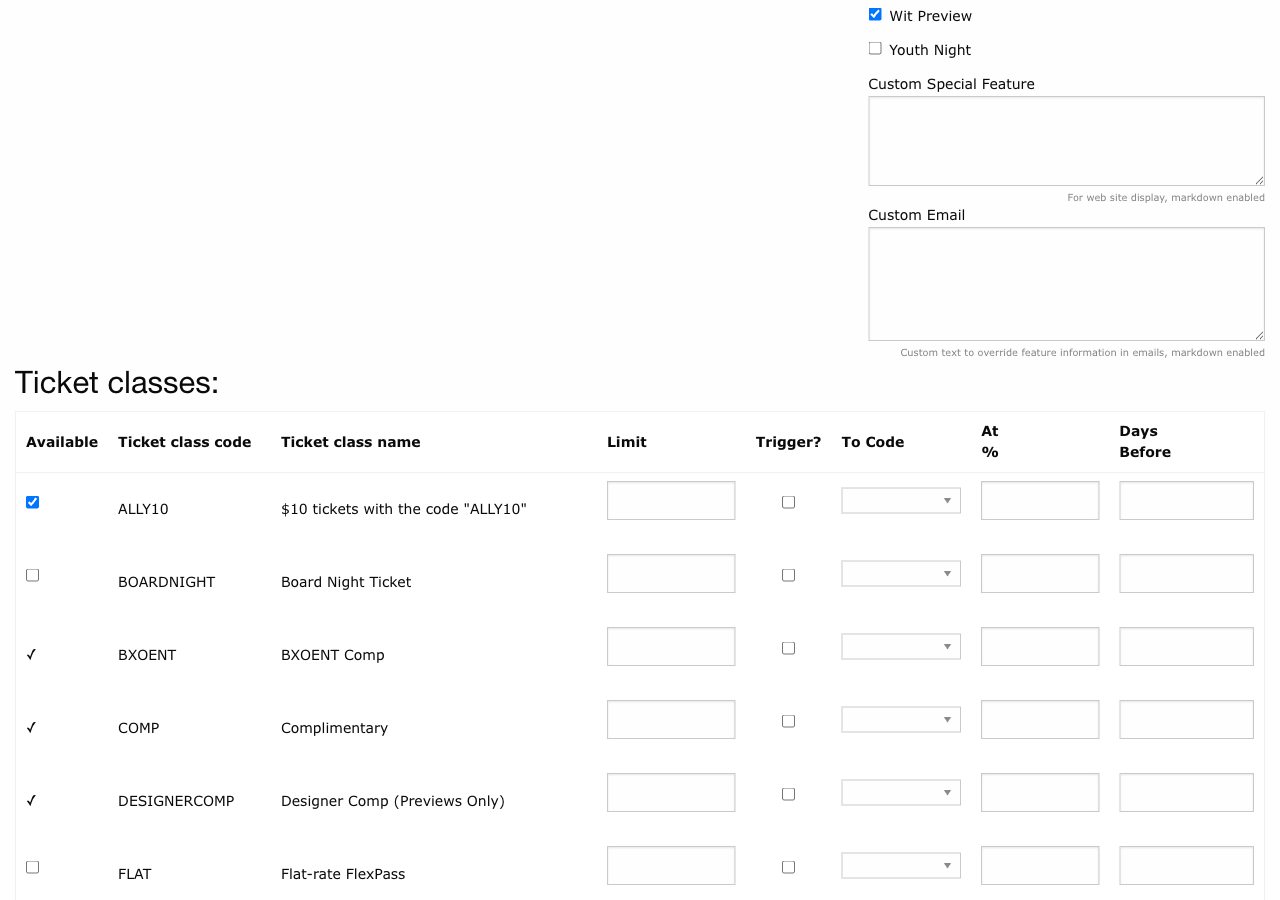 Performance allocation table showing the Trigger, To Code, At %, and Days Before columns for dynamic pricing